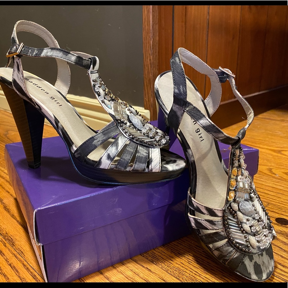 Madden Girl “Misstee” animal print beaded heels